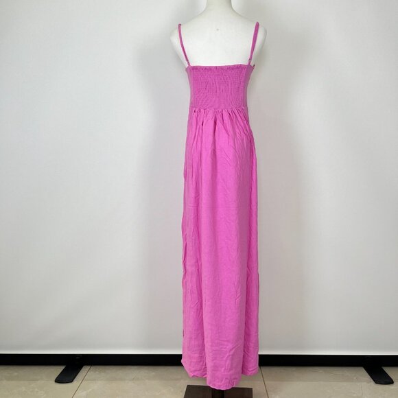NWOT Farm Rio Linen Blend Pink Sleeveless Midi Dress Size XS - Picture 5 of 9